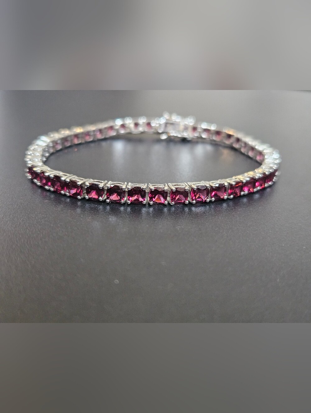 Sterling Silver 4mm Round Ruby Tennis Bracelet 925 UTO 7.25"